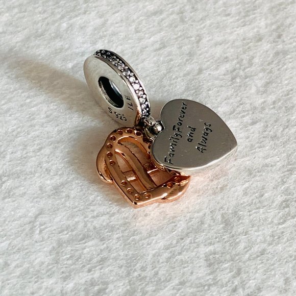 Pandora 2Tone Sparkling Infinity Heart Dangle Charm 788878C01 - Picture 4 of 7